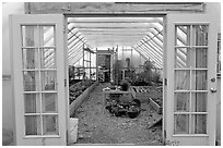 Greenhouse used for vegetable growing. McCarthy, Alaska, USA (black and white)