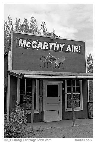 Old store building. McCarthy, Alaska, USA (black and white)
