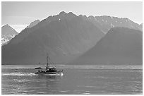 Fishing boat in Resurection Bay. Seward, Alaska, USA (black and white)