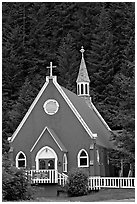 Red church. Seward, Alaska, USA (black and white)