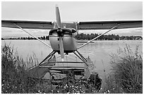 Floatplane on Lake Hood. Anchorage, Alaska, USA ( black and white)