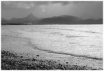 Katchemak Bay from the Spit, Kenai Mountains in the backgound. Homer, Alaska, USA ( black and white)