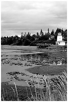 Lighthouse at low tide. Homer, Alaska, USA ( black and white)