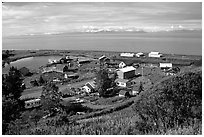 Old village. Ninilchik, Alaska, USA (black and white)