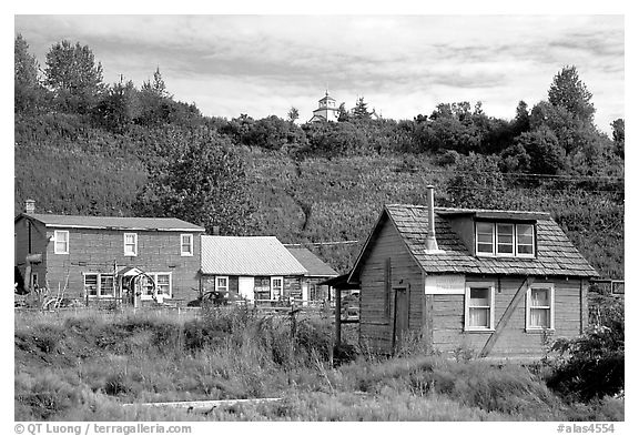 Old wooden houses in  village. Ninilchik, Alaska, USA