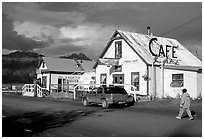 The tiny village's main street. Hope,  Alaska, USA (black and white)