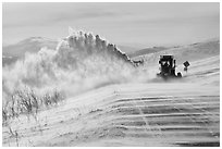 Snowplows and spindrift, Twelve Mile Summmit. Alaska, USA (black and white)