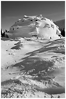 Igloo-shaped building covered with snow. Alaska, USA ( black and white)