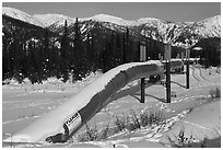 Trans Alaska Oil Pipeline in winter. Alaska, USA (black and white)