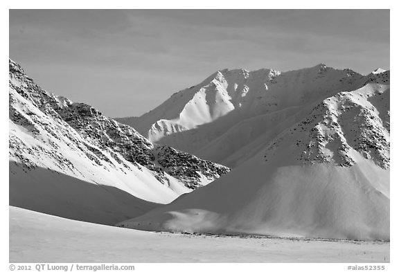 Arctic Mountains in winter. Alaska, USA (black and white)