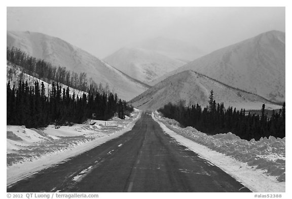 North Slope Haul Road. Alaska, USA (black and white)