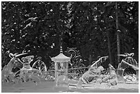 Ice scultpures, World Ice Art Championships. Fairbanks, Alaska, USA ( black and white)