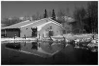 Bathhouse. Chena Hot Springs, Alaska, USA (black and white)