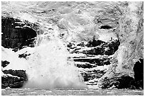 Surprise glacier calving into the sea. Prince William Sound, Alaska, USA ( black and white)