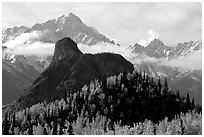 The Lion Head, an oddly shaped  rock formation. Alaska, USA (black and white)