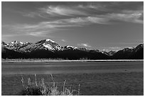 Mountains and Turnagain Arm near Portage. Alaska, USA ( black and white)