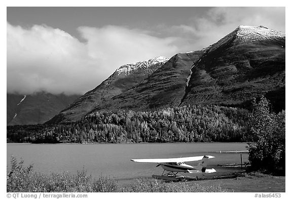 Floatplane, Lake, and mountains. Alaska, USA
