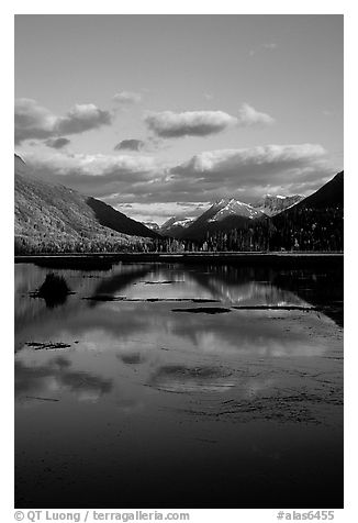 Tern Lake in late afternoon. Alaska, USA (black and white)
