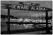Seward harbor. Seward, Alaska, USA ( black and white)