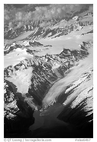 Aerial view of Glaciers and Fjords in Prince William Sound. Prince William Sound, Alaska, USA