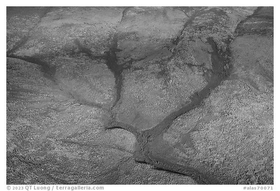 Aerial view of Dall River tributaries. Alaska, USA (black and white)