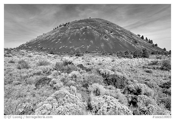 Cinder cone and sage,  Lava Beds National Monument. California, USA