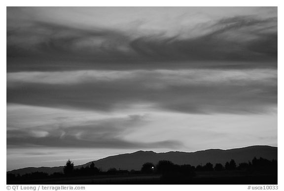 Sunset, Sacramento Valley. California, USA (black and white)