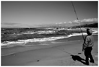 Fisherman, Bean Hollow State Beach. San Mateo County, California, USA ( black and white)