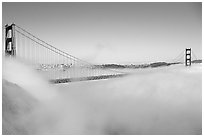 Fog rolls over the Golden Gate. San Francisco, California, USA ( black and white)