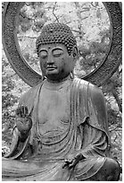 Buddha statue in Japanese Garden. San Francisco, California, USA (black and white)