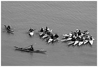 Sea Kayaking class, Pillar Point Harbor. Half Moon Bay, California, USA (black and white)