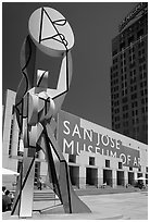 Sculpture and San Jose Museum of Art. San Jose, California, USA ( black and white)