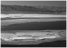 Owens Lake and desert ranges. California, USA (black and white)
