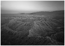 Badlands at dusk, Font Point. Anza Borrego Desert State Park, California, USA ( black and white)