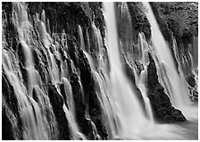 Side view of Burney Falls. California, USA (black and white)