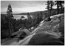 Eagle Falls on a cloudy day, Emerald Bay, California. USA (black and white)