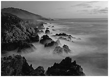 Rocky coastline, Garapata. Big Sur, California, USA (black and white)