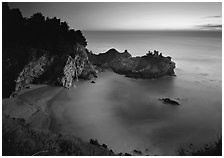 Mc Way Cove and waterfall at sunset. Big Sur, California, USA ( black and white)