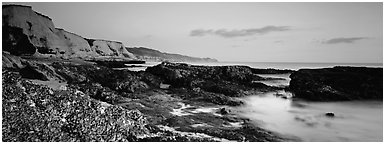 Seashore and cliffs. Point Reyes National Seashore, California, USA (Panoramic black and white)