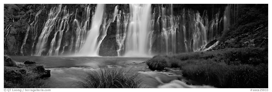 Wide Burney falls. California, USA (black and white)