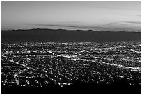 Lights of Silicon Valley at dusk. San Jose, California, USA ( black and white)