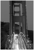 Traffic on Golden Gate Bridge at dusk. San Francisco, California, USA ( black and white)