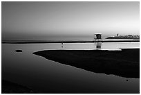Twin Lakes State Beach, dusk. Santa Cruz, California, USA (black and white)