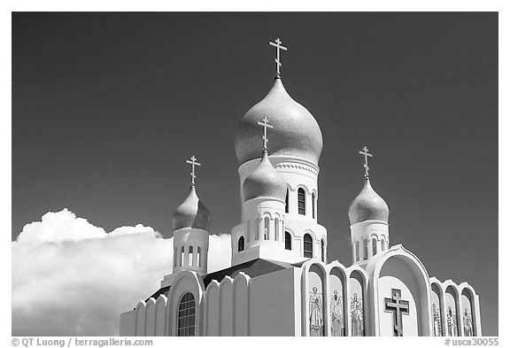 Russian Cathedral Holy Virgin. San Francisco, California, USA (black and white)