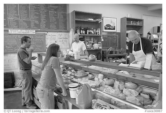 Shopping at the Cheese Board. Berkeley, California, USA (black and white)