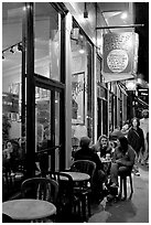 Cafe on Columbus Avenue at night, North Beach. San Francisco, California, USA (black and white)