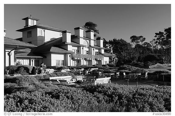 Spanish Bay Inn, Pebble Beach. Pebble Beach, California, USA (black and white)