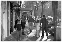 University avenue in fall, late afternoon. Palo Alto,  California, USA ( black and white)