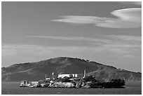 Alcatraz Island, late afternoon. San Francisco, California, USA ( black and white)