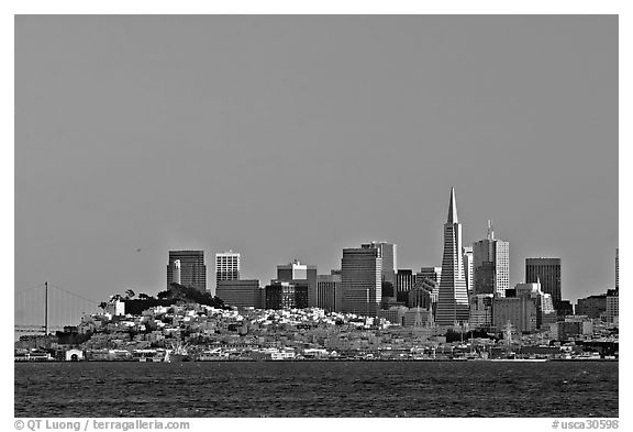 City skyline at sunset. San Francisco, California, USA (black and white)